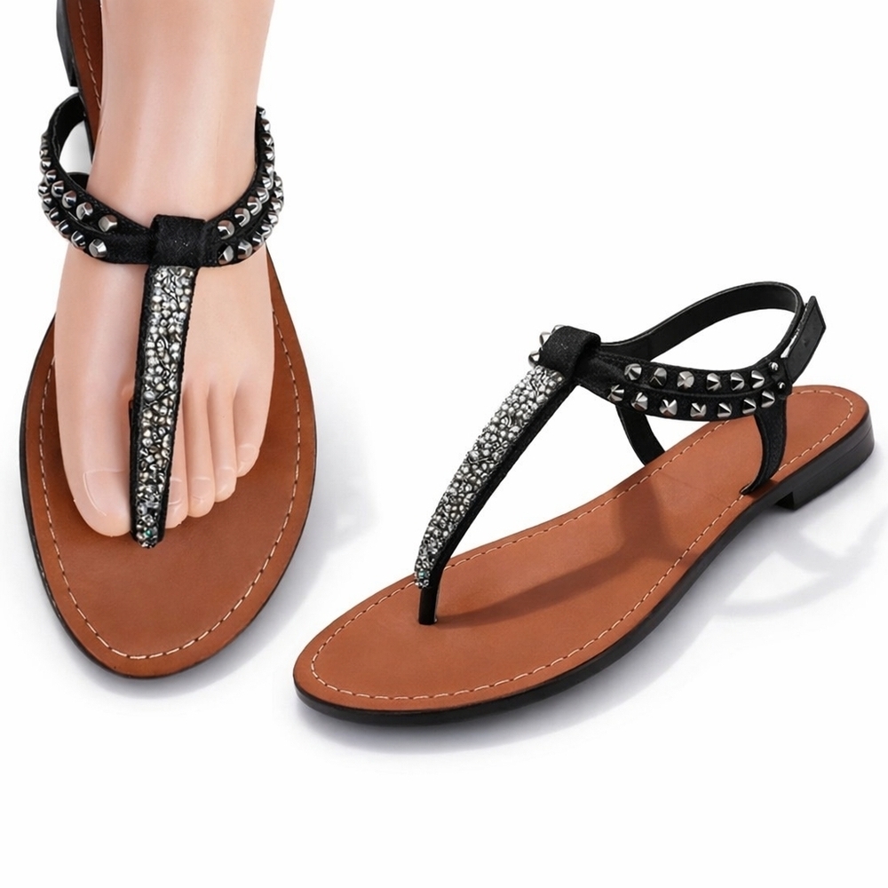 Vince Camuto Black Glitter Thong Punk sandals 7.5 - Picture 1 of 12